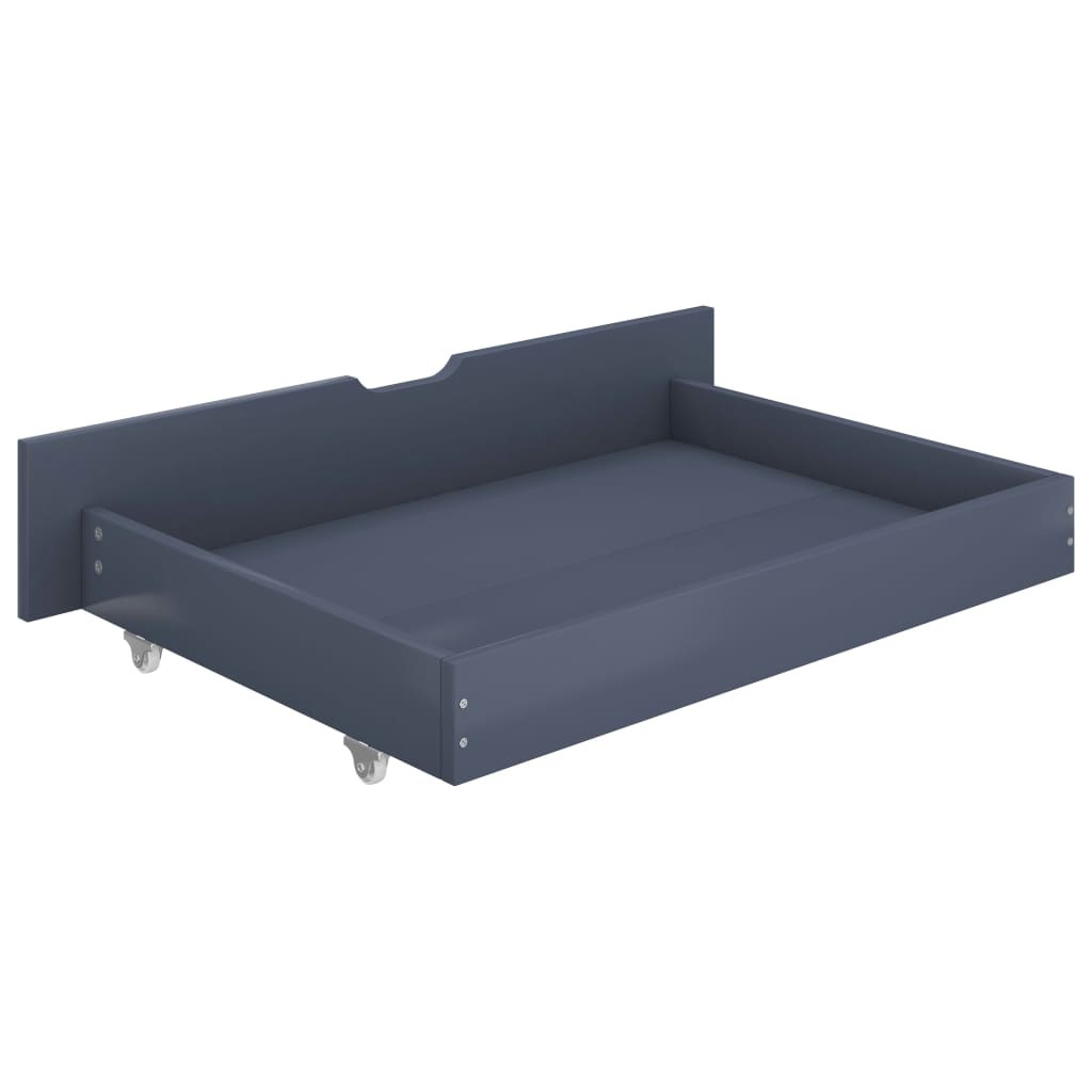 Canopy Bed Frame with 4 Drawers Grey Solid Pine Wood 160x200 cm